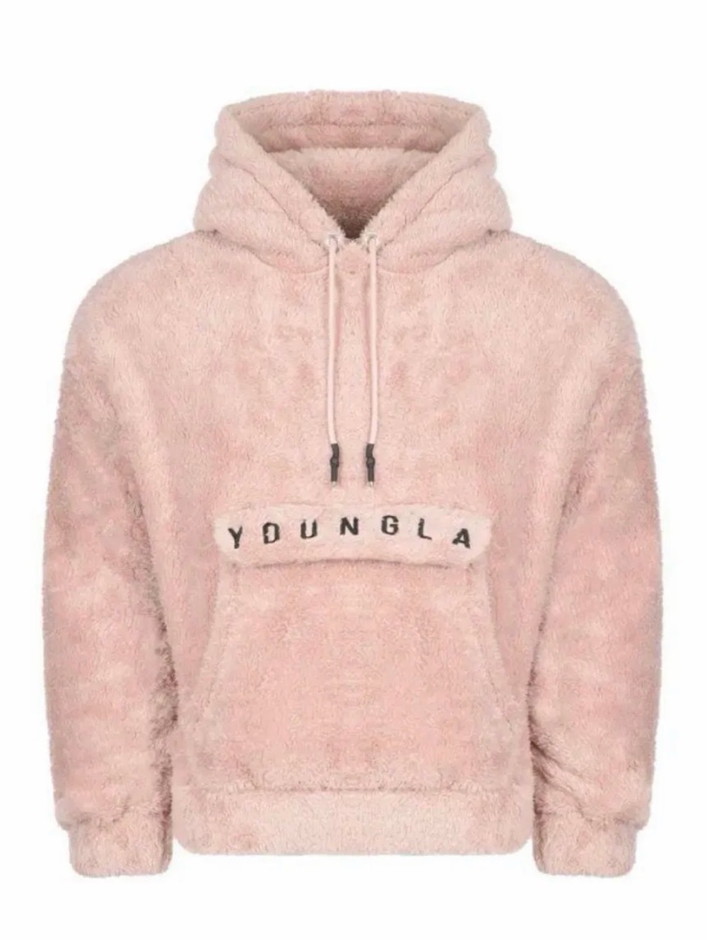 YoungLA Cozy Plush Hooded Pullover in Pale Pink